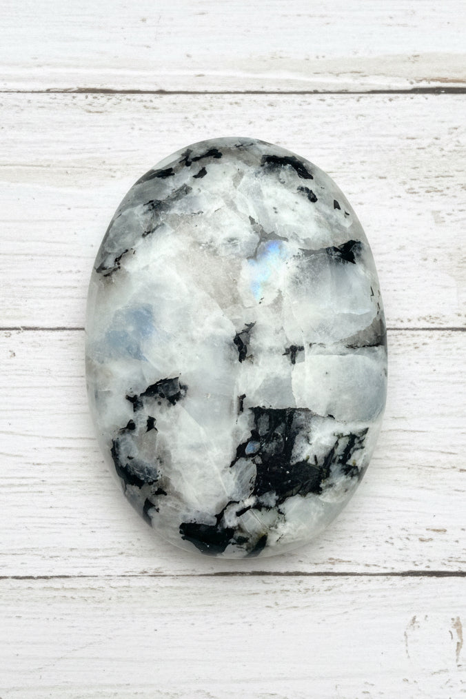 Rainbow Moonstone Palmstone 110 grams RMP07
