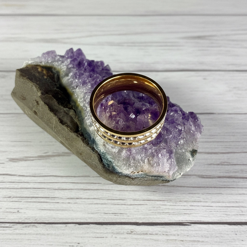 18KT Gold Plated Stainless Steel CZ Ring