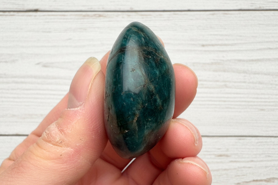 Blue Apatite Palmstone 83 grams NBAP09
