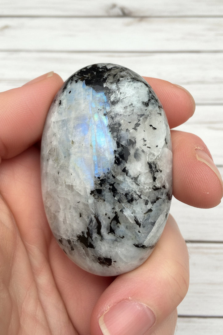 Rainbow Moonstone Palmstone 103 grams RMP04