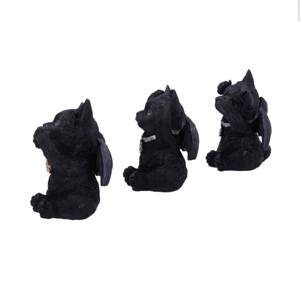 Three Wise Vampuss Winged Cats See No Evil Set 9cm