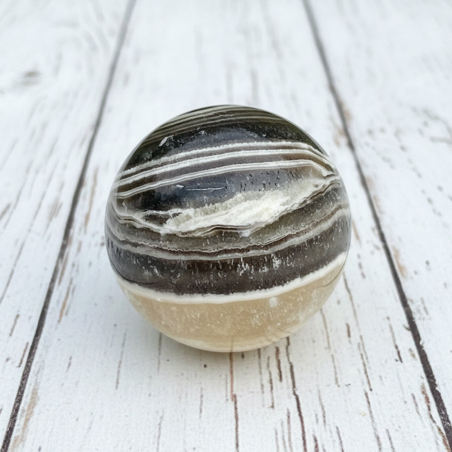 Zebra Calcite Sphere 159 grams ZCS06