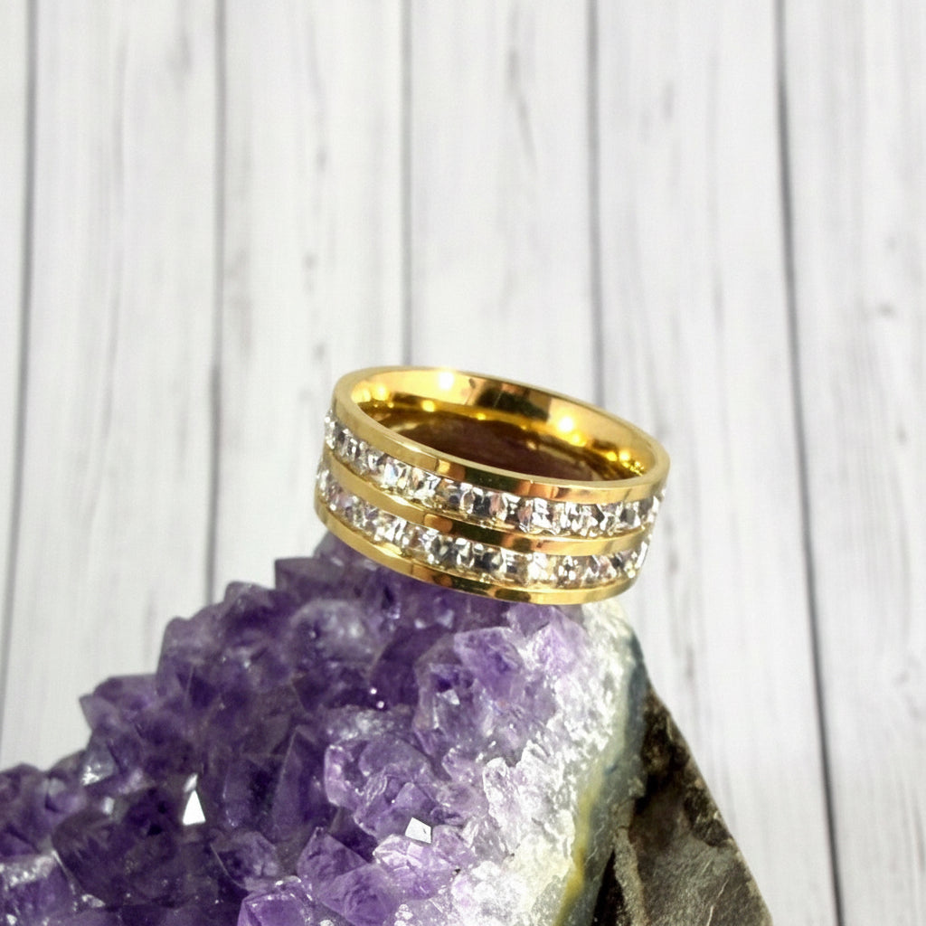 18KT Gold Plated Stainless Steel CZ Ring