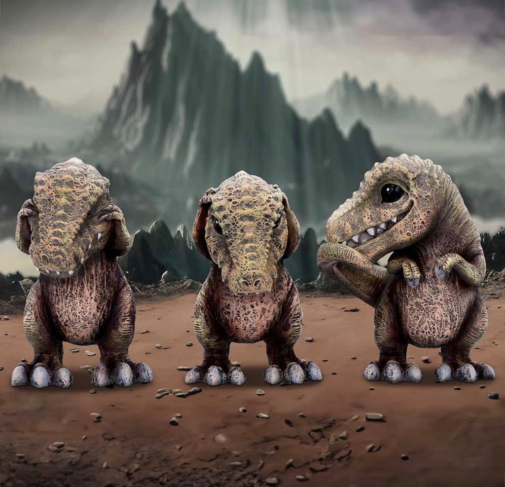 Three Wise T-Rex Dinosaurs See No Evil Set 9.3cm