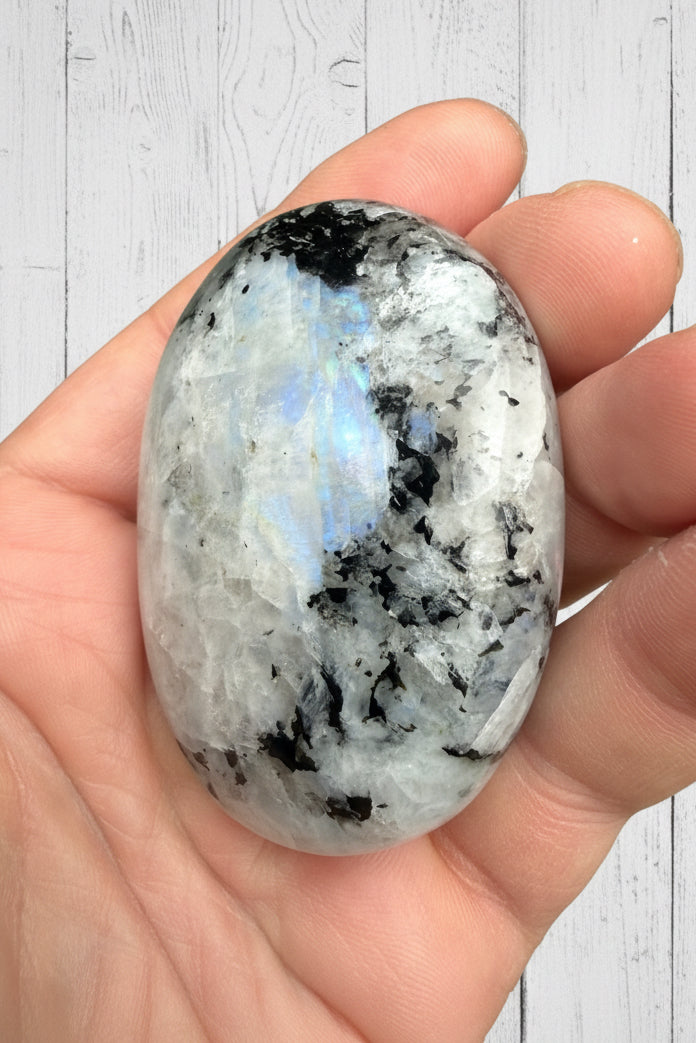 Rainbow Moonstone Palmstone 103 grams RMP04