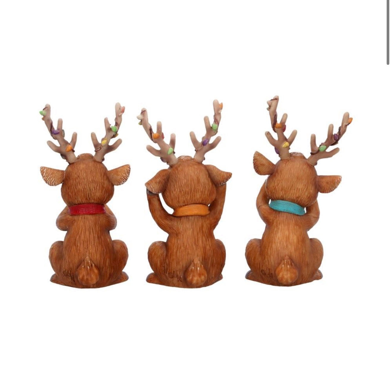 Three Wise Reindeer See No Evil Set 10.3cm