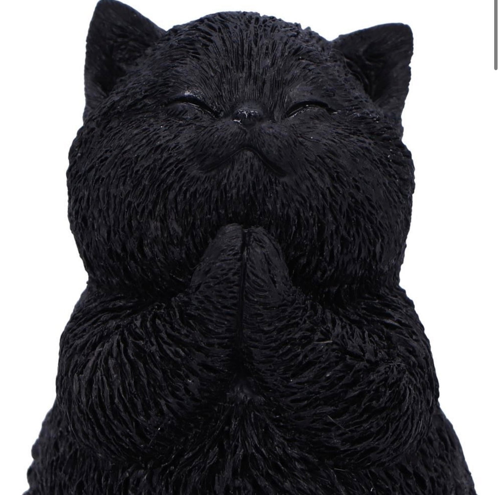 Whisker Wish Praying Black Cat Ornament 8.5cm