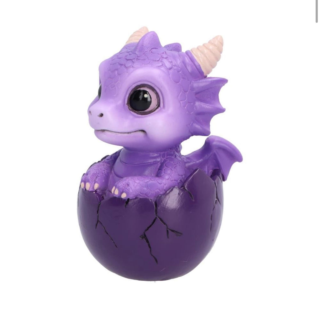 Shellbound (purple) Baby Dragon in Egg Ornament 8.6cm
