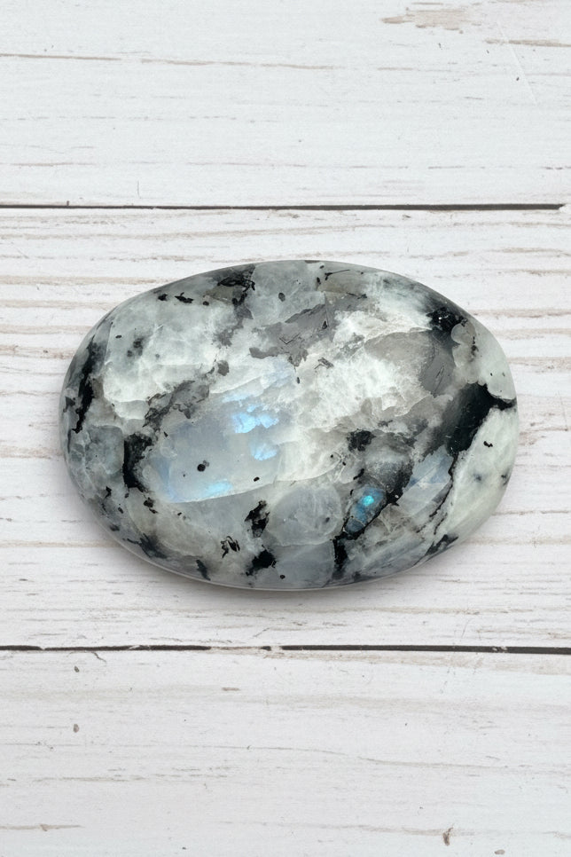 Rainbow Moonstone Palmstone 110 grams RMP07