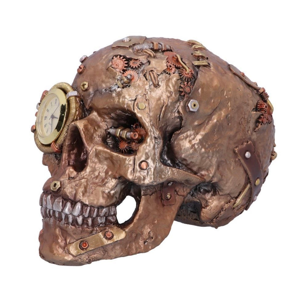 Scrapped Steampunk Skull Clock 19cm