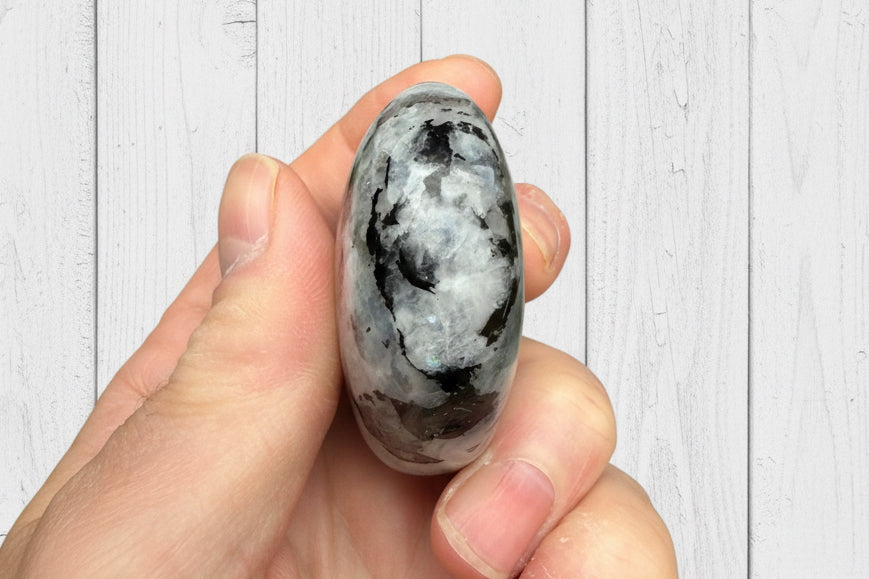 Rainbow Moonstone Palmstone 110 grams RMP07