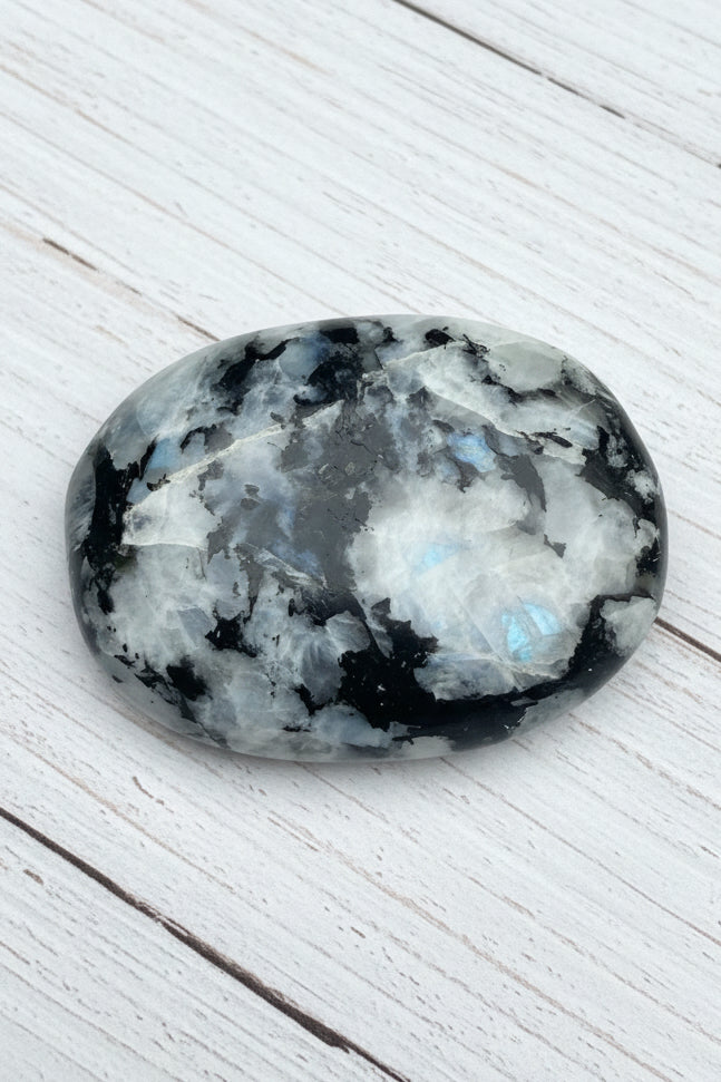 Rainbow Moonstone Palmstone 106 grams RMP08