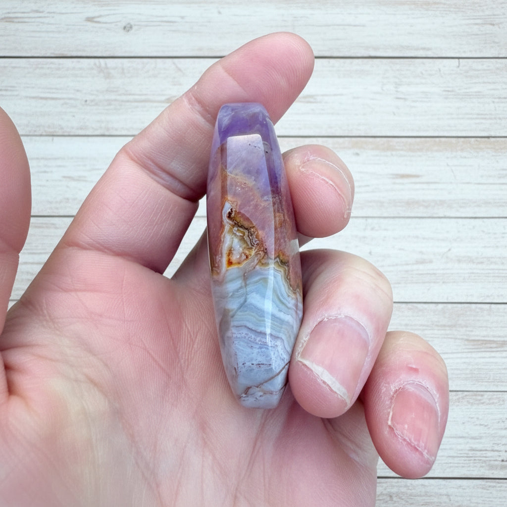 Mexican Amethyst Lace Agate Palmstone 52 grams ALAP06