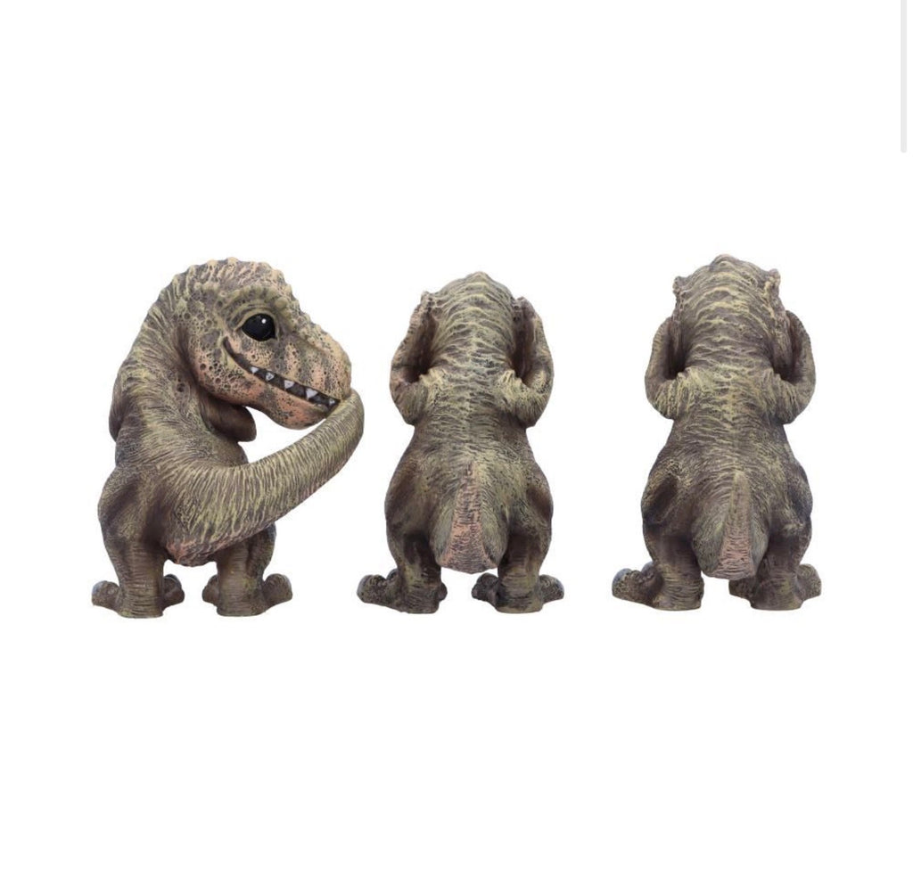 Three Wise T-Rex Dinosaurs See No Evil Set 9.3cm