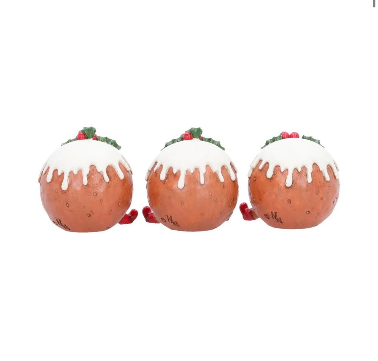 Three Wise Christmas Puddings See No Evil Set, 6cm