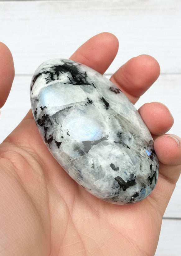 Rainbow Moonstone Palmstone 110 grams RMP07