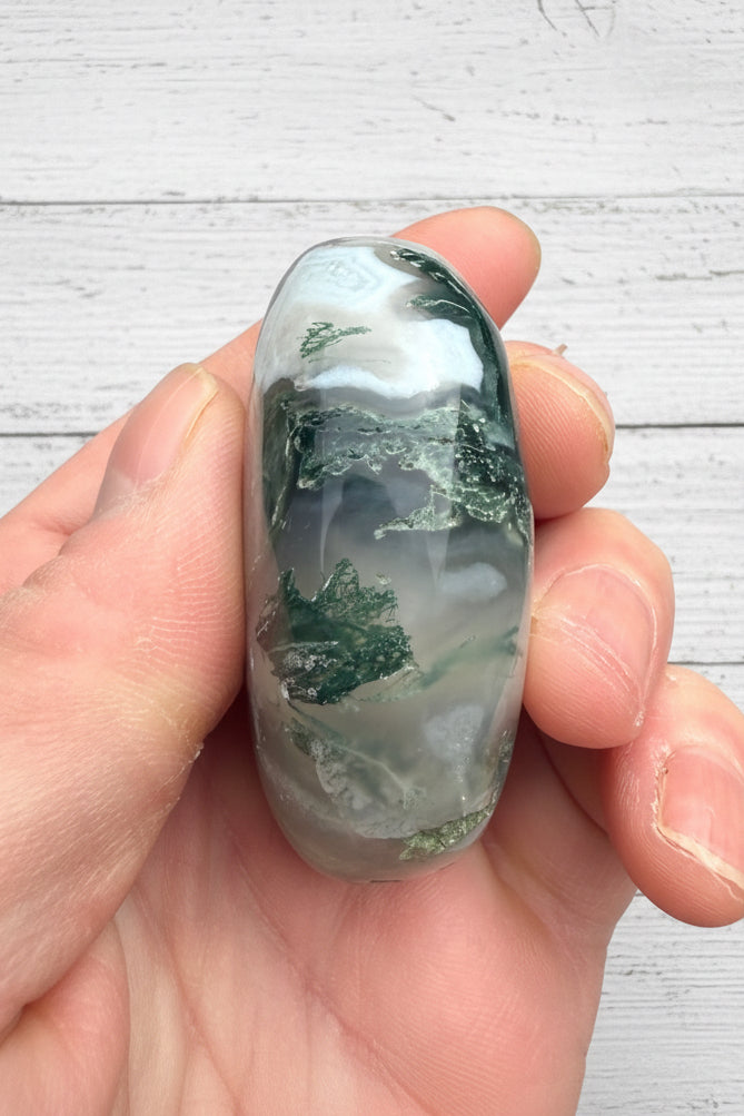 Moss Agate Palmstone 105 grams MAP05