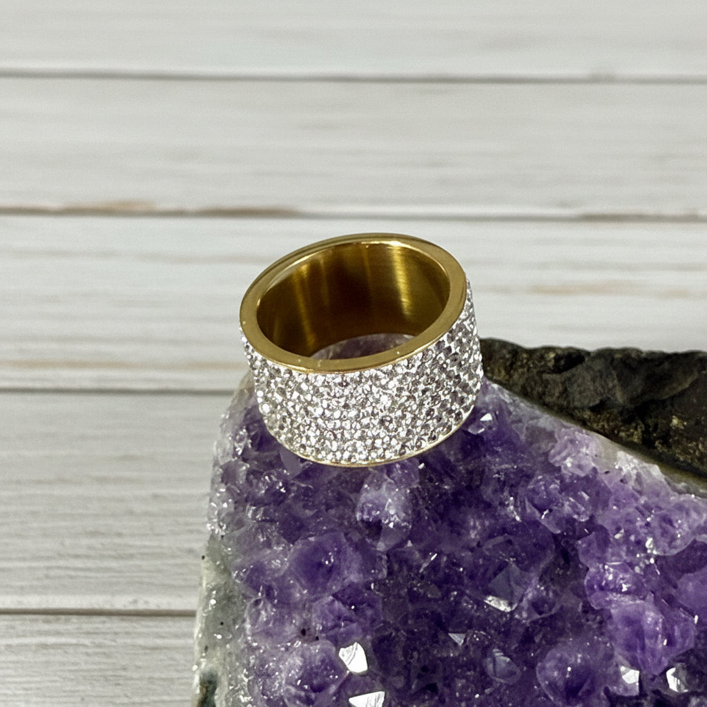 18KT Gold Plated Stainless Steel CZ Ring