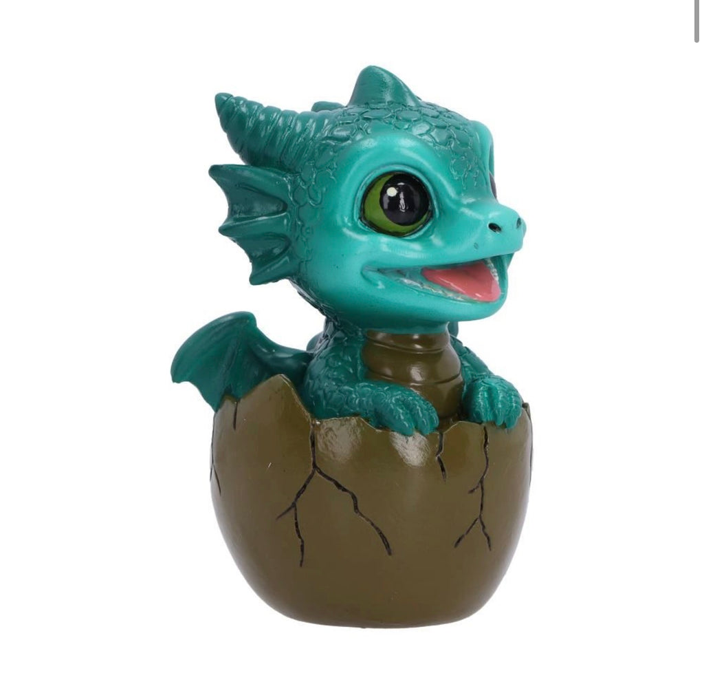 Shellbound (Green) Baby Dragon in Egg Ornament 9.1cm