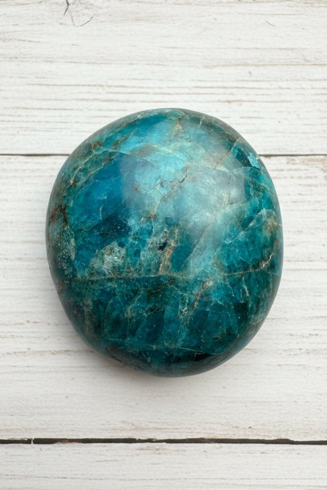 Blue Apatite Palmstone 90 grams NBAP08