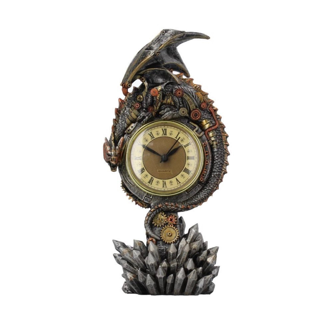 Clockwork Reign Steampunk Dragon Clock 28cm