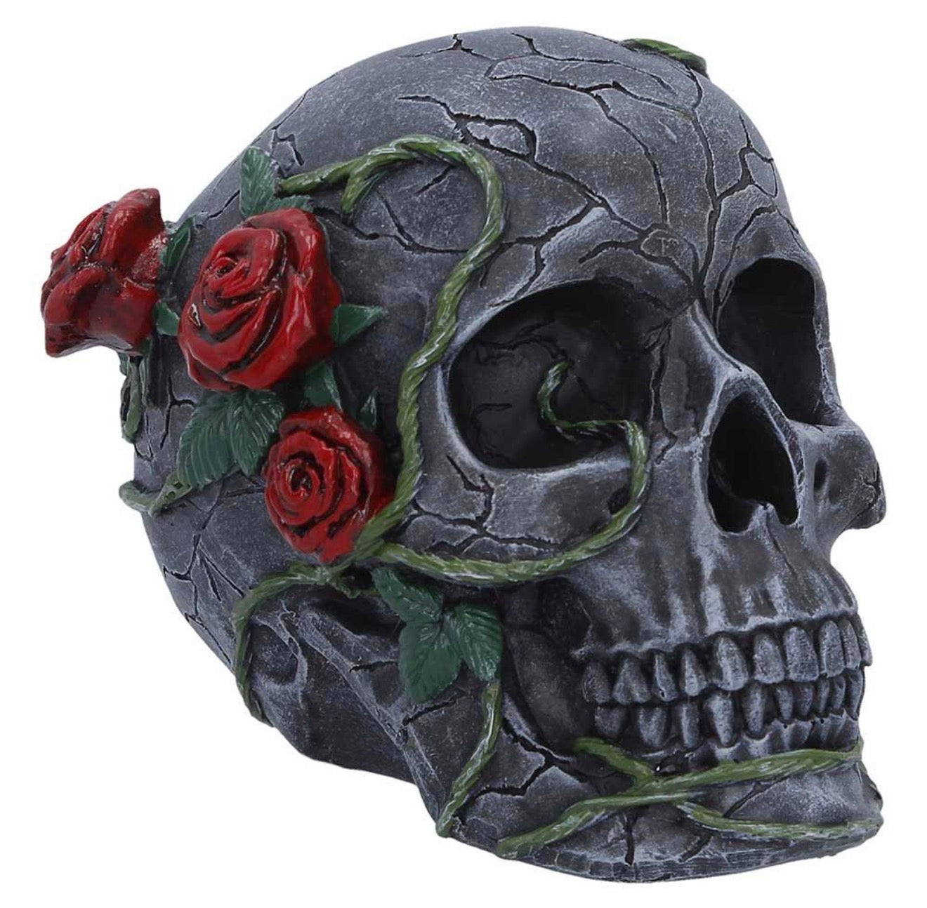 Twilight Bloom Skull with Roses 15.6cm