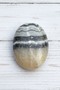Zebra Calcite Palmstone 87 grams ZCP01