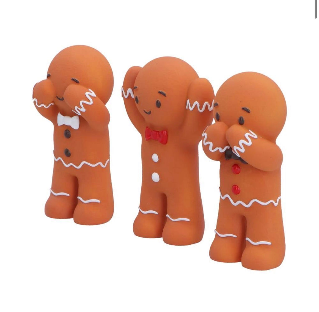 Three Wise Gingerbread See No Evil Set, 9cm