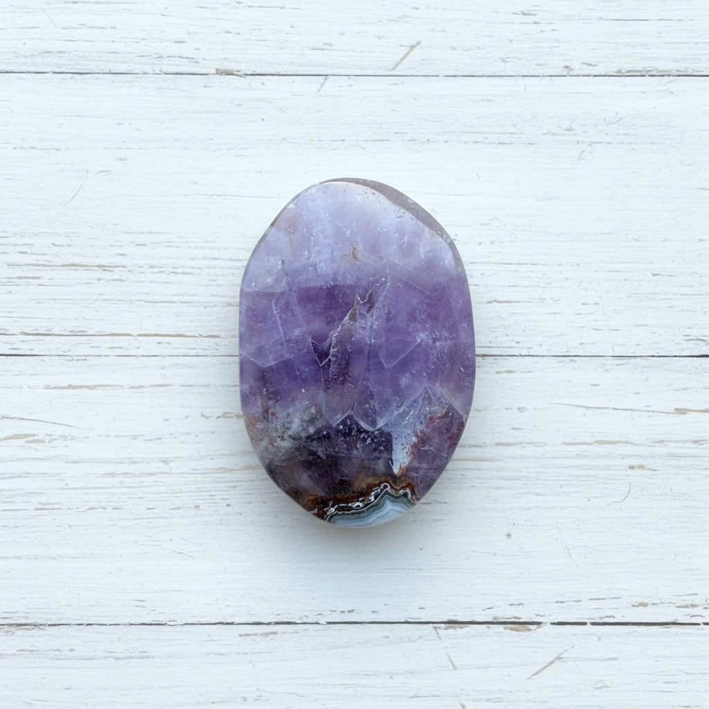 Mexican Amethyst Lace Agate Palmstone 50 grams ALAP09