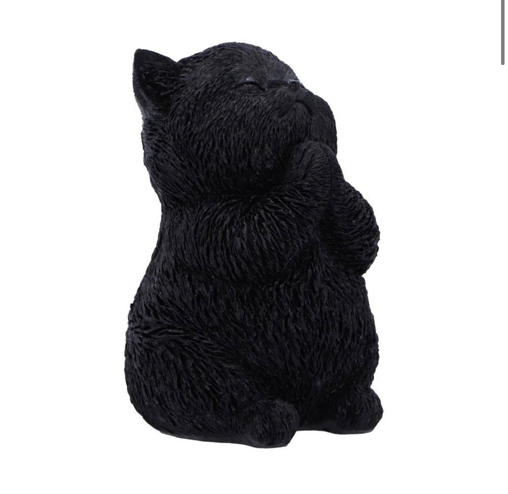 Whisker Wish Praying Black Cat Ornament 8.5cm