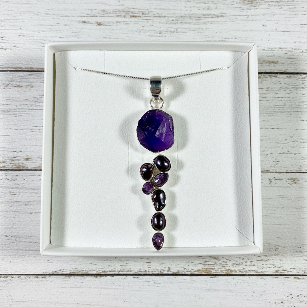 925 Sterling Silver Amethyst & Pearl Pendant