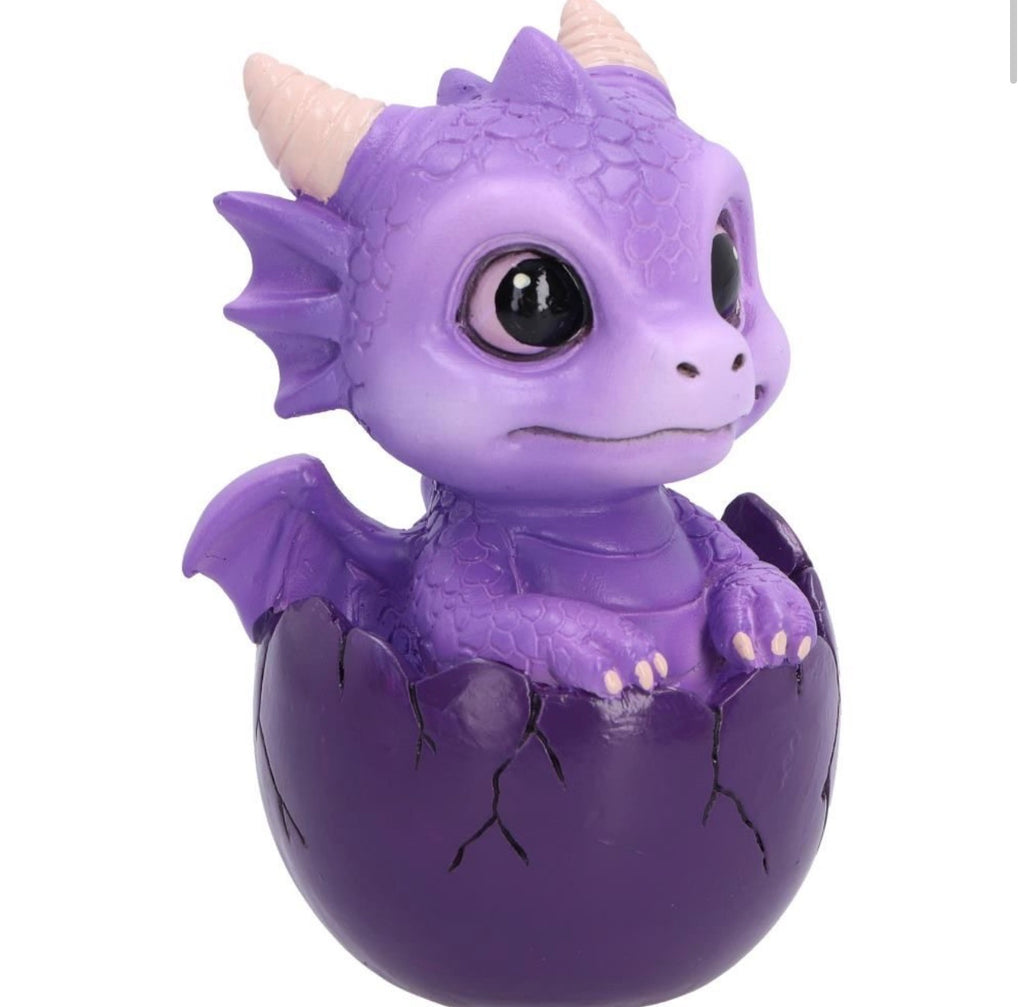 Shellbound (purple) Baby Dragon in Egg Ornament 8.6cm
