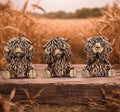 Three Wise Gold Highland Cows set of 3 7.5cm