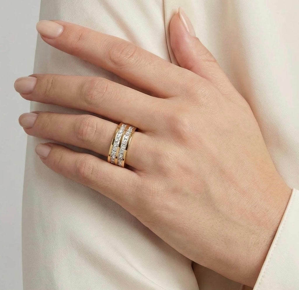 18KT Gold Plated Stainless Steel CZ Ring