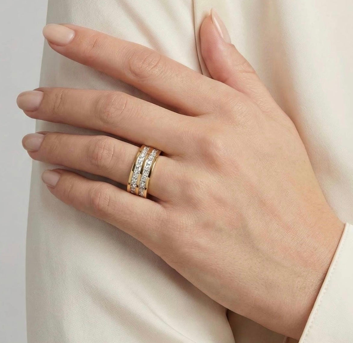 18KT Gold Plated Stainless Steel CZ Ring