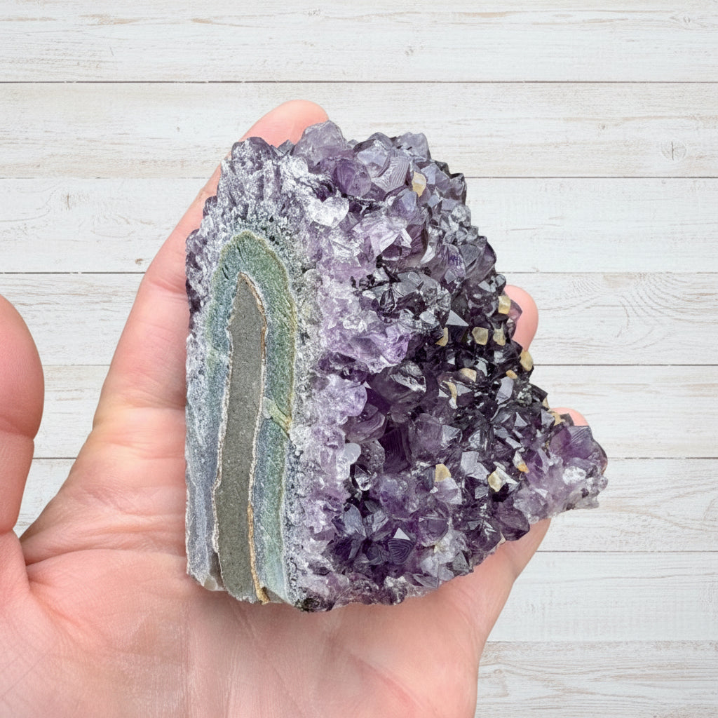 Amethyst Druzy Standing Cut Base with Orange Calcite 421 grams NNPA1