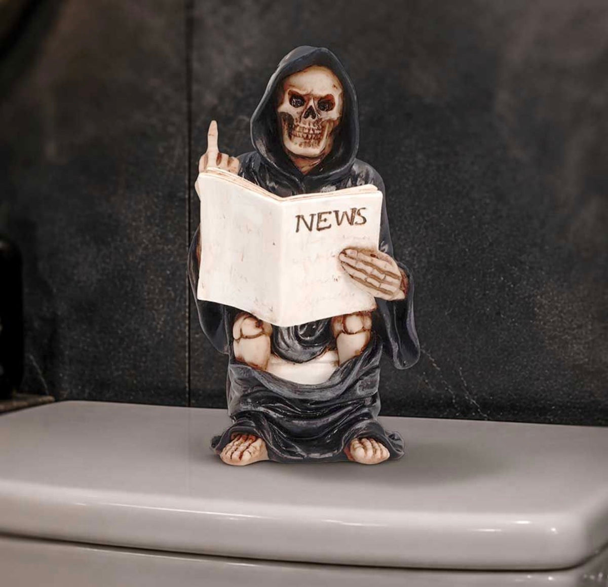 Final Flush Cursing Grim Reaper on Toilet Ornament 16.2cm