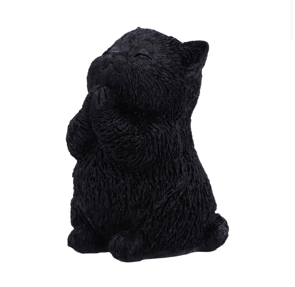 Whisker Wish Praying Black Cat Ornament 8.5cm