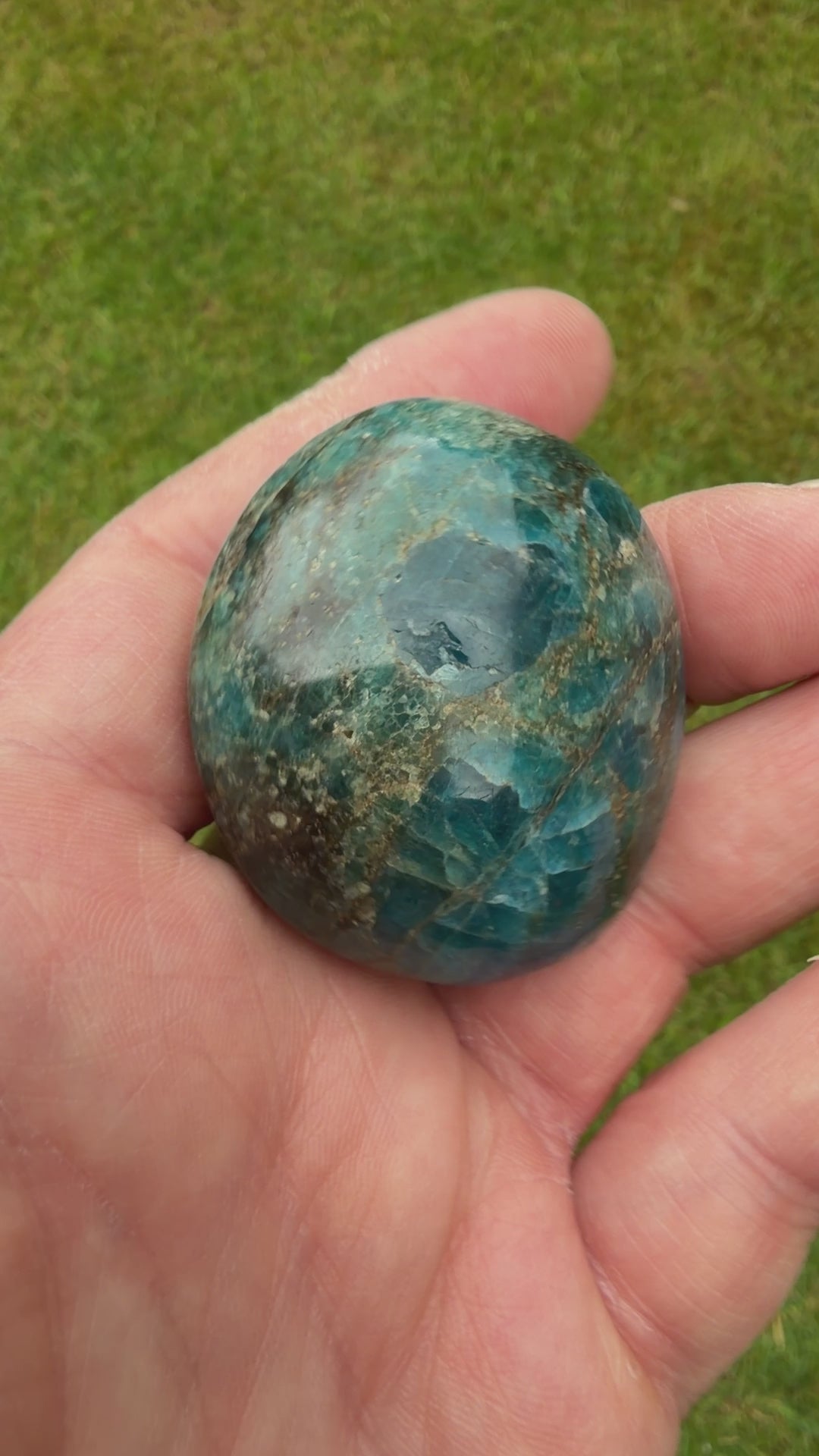 Blue Apatite Palmstone 72 grams NBAP14